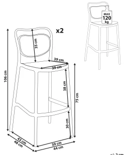 Clearance Beliani Set di 2 sgabelli da bar per giardino CELLENO Nero