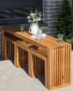 Clearance Beliani Set di 3 sgabelli da giardino BELLANO Legno d'acacia Marrone