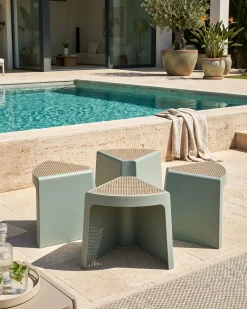 Best Beliani Set di 4 sgabelli da giardino EVROS Verde menta Marrone Verde