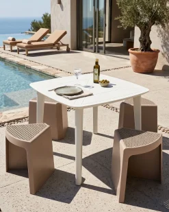 Best Beliani Set di 4 sgabelli da giardino EVROS Beige Beige Marrone