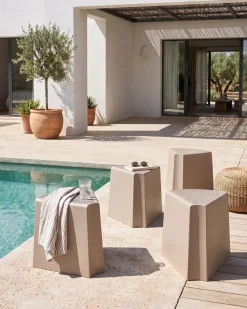 Best Beliani Set di 4 sgabelli da giardino EVROS Beige Beige Marrone