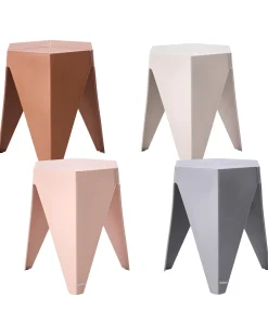 Discount Beliani Set di 4 sgabelli da giardino KARAVOS Multicolore Rosa Rosso Marrone Grigio Multicolore