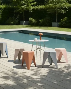 Discount Beliani Set di 4 sgabelli da giardino KARAVOS Multicolore Rosa Rosso Marrone Grigio Multicolore