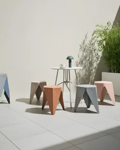 Discount Beliani Set di 4 sgabelli da giardino KARAVOS Multicolore Rosa Rosso Marrone Grigio Multicolore