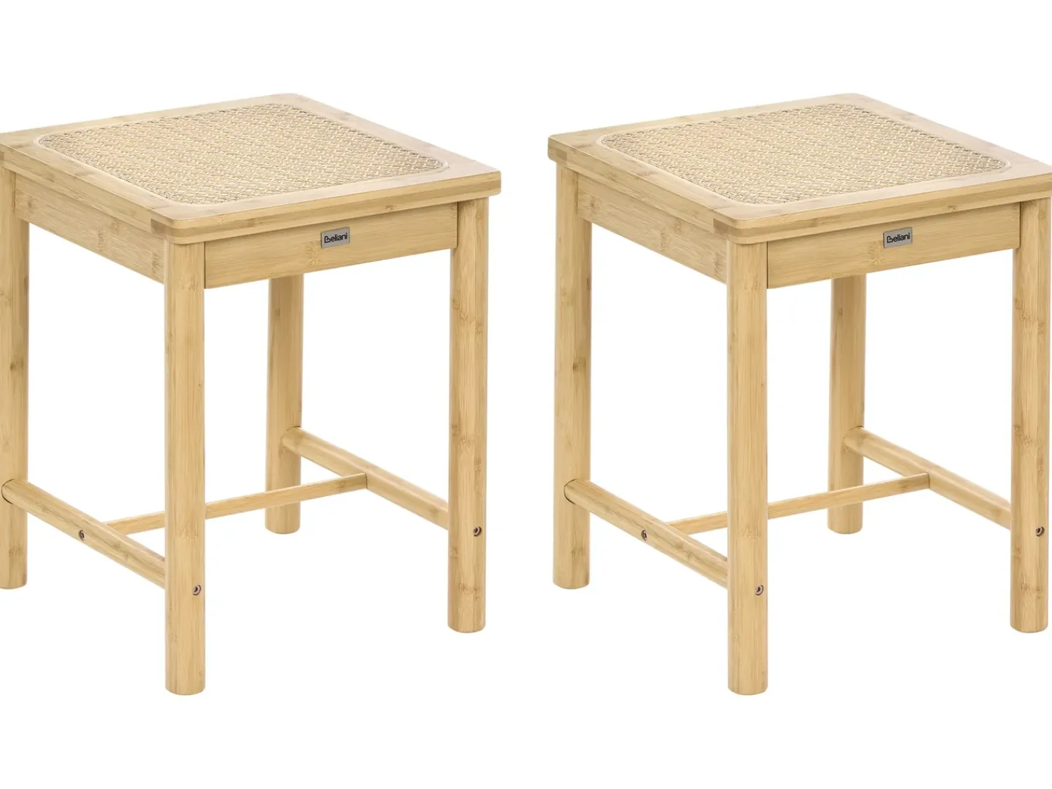 Clearance Beliani Set di 2 sgabelli EVIRES Bambù Marrone chiaro Beige Marrone