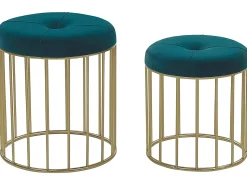 Sale Beliani Set di 2 sgabelli LUBBOCK Velluto Foglia di tè Oro Blu