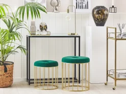 Best Beliani Set di 2 sgabelli LUBBOCK Velluto Verde scuro Oro Verde