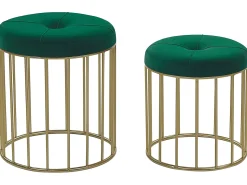 Best Beliani Set di 2 sgabelli LUBBOCK Velluto Verde scuro Oro Verde