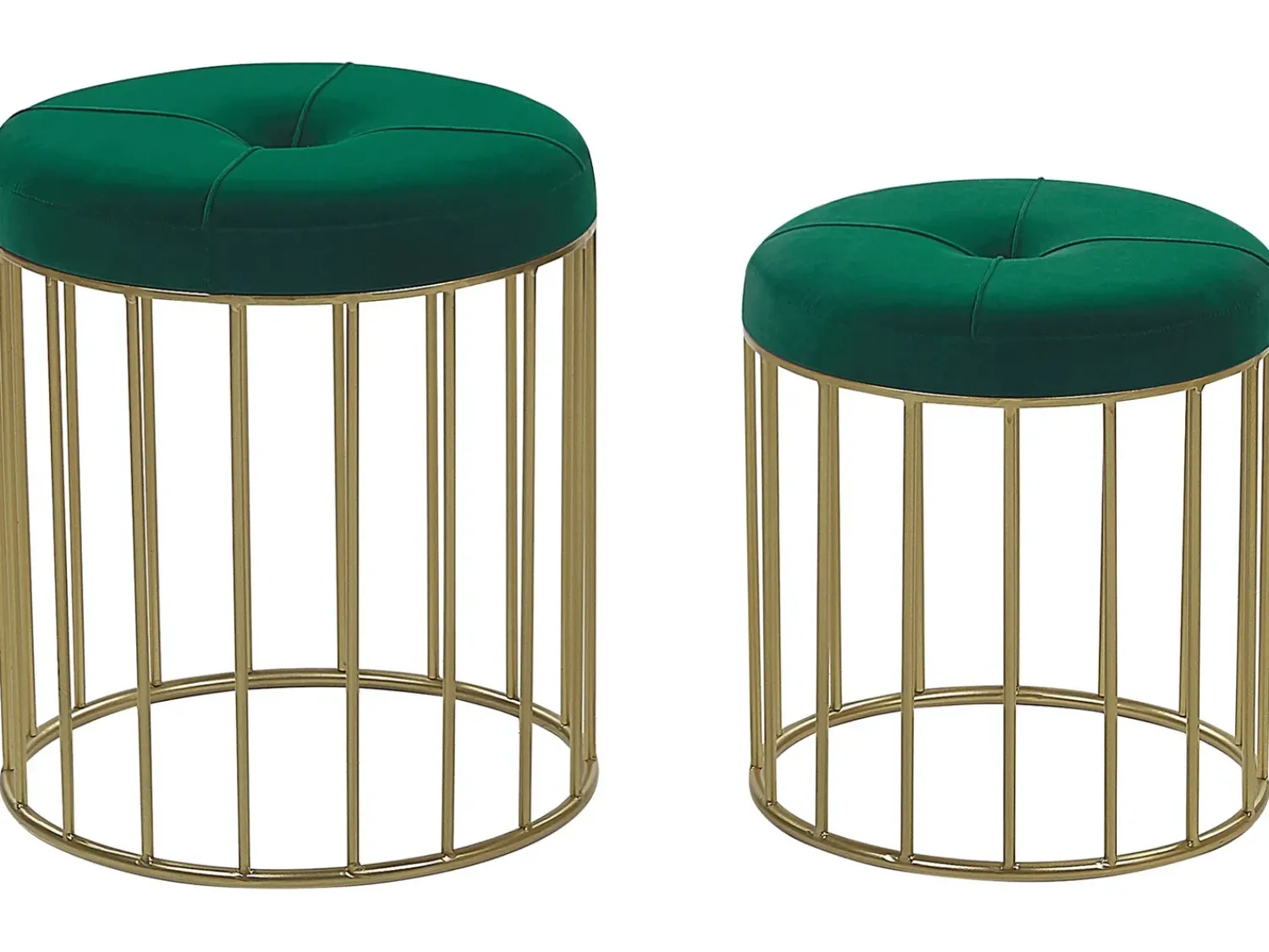 Best Beliani Set di 2 sgabelli LUBBOCK Velluto Verde scuro Oro Verde