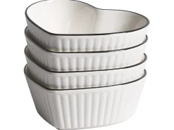 Best Beliani Set di 4 stampini MACE Porcellana Bianco Bianco Nero