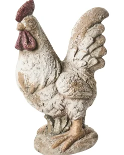 Clearance Beliani Set di 2 statue da giardino SPECCHIA Gallo Beige Bianco Beige