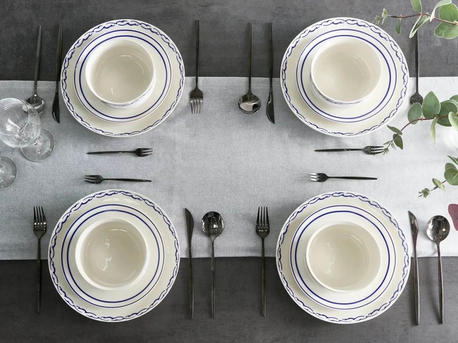 Clearance Beliani AMCHUR Porcellana Bianco/Blu Bianco Blu
