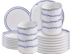 Sale Beliani AMCHUR Porcellana Bianco/Blu Bianco Blu