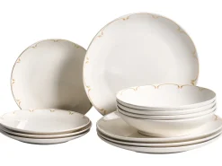 New Beliani CHAROLI Porcellana Bianco/Oro Bianco Oro