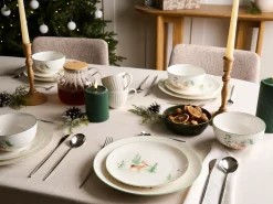 Discount Beliani Set di 12 stoviglie CHILI Porcellana Bianco Bianco Verde