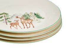 Discount Beliani Set di 12 stoviglie CHILI Porcellana Bianco Bianco Verde