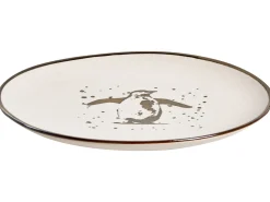 Best Beliani Set di 16 stoviglie CINNAMON Gres porcellanato Bianco sporco Bianco Marrone Oro