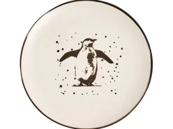 Best Beliani Set di 16 stoviglie CINNAMON Gres porcellanato Bianco sporco Bianco Marrone Oro