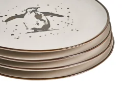 Best Beliani Set di 16 stoviglie CINNAMON Gres porcellanato Bianco sporco Bianco Marrone Oro