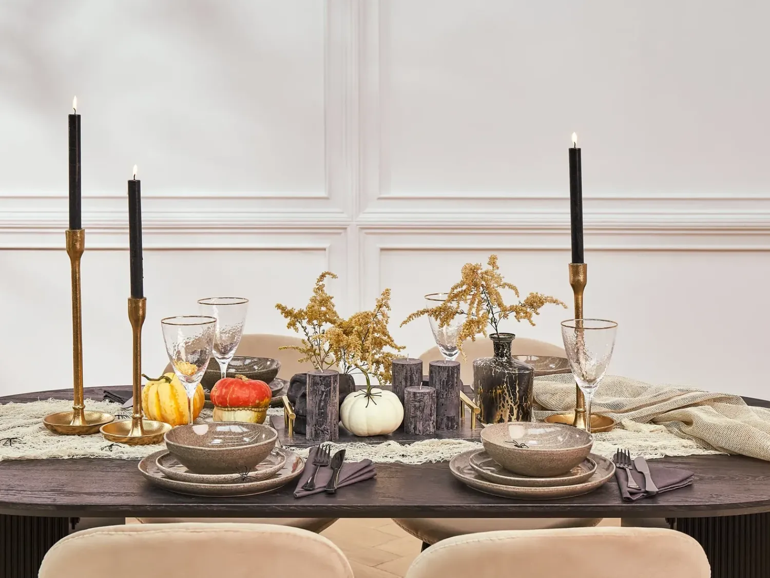 Hot Beliani Set di 16 stoviglie COSTMARY Gres porcellanato Grigio