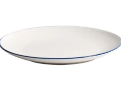New Beliani Set di 12 stoviglie CUMIN Porcellana Bianco sporco/Blu Bianco Blu