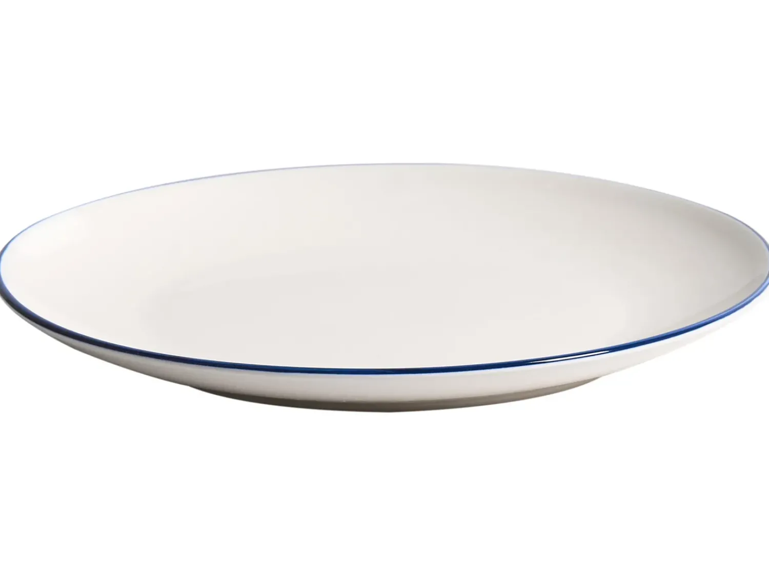 New Beliani Set di 12 stoviglie CUMIN Porcellana Bianco sporco/Blu Bianco Blu