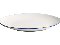 New Beliani Set di 12 stoviglie CUMIN Porcellana Bianco sporco/Blu Bianco Blu