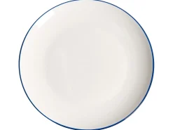 New Beliani Set di 12 stoviglie CUMIN Porcellana Bianco sporco/Blu Bianco Blu