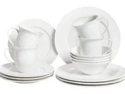 Sale Beliani Set di 16 stoviglie ELDERBERRY Porcellana Bianco