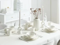 Sale Beliani Set di 16 stoviglie ELDERBERRY Porcellana Bianco