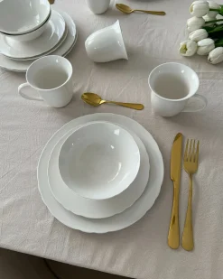 Sale Beliani Set di 16 stoviglie ELDERBERRY Porcellana Bianco