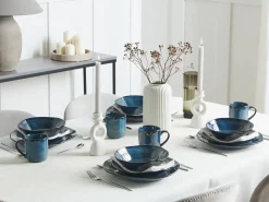 Hot Beliani Set di 16 stoviglie HAWTHORN Gres porcellanato Blu
