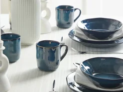 Hot Beliani Set di 16 stoviglie HAWTHORN Gres porcellanato Blu