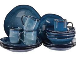 Hot Beliani Set di 16 stoviglie HAWTHORN Gres porcellanato Blu