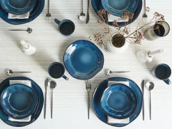 Hot Beliani Set di 16 stoviglie HAWTHORN Gres porcellanato Blu