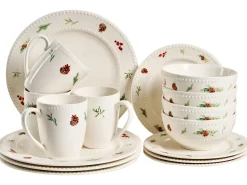 Discount Beliani Set di 16 stoviglie MARJORAM Porcellana Bianco