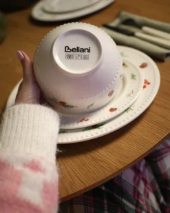 Discount Beliani Set di 16 stoviglie MARJORAM Porcellana Bianco