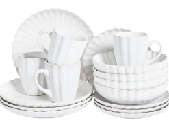 New Beliani Set di 16 stoviglie NETTLE Gres porcellanato sporco Bianco