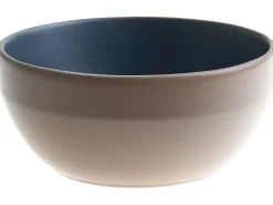 Beliani Set di 16 stoviglie NUTMEG Gres porcellanato Beige/ Blu Beige Blu