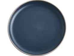 Beliani Set di 16 stoviglie NUTMEG Gres porcellanato Beige/ Blu Beige Blu