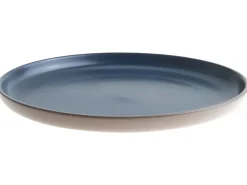 Beliani Set di 16 stoviglie NUTMEG Gres porcellanato Beige/ Blu Beige Blu