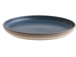 Beliani Set di 16 stoviglie NUTMEG Gres porcellanato Beige/ Blu Beige Blu