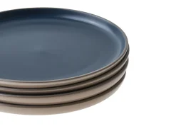 Beliani Set di 16 stoviglie NUTMEG Gres porcellanato Beige/ Blu Beige Blu