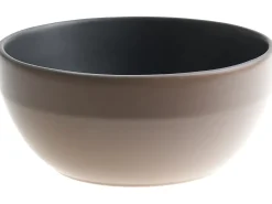 Best Beliani Set di 16 stoviglie NUTMEG Gres porcellanato Nero/Beige Beige Nero