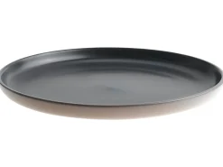 Best Beliani Set di 16 stoviglie NUTMEG Gres porcellanato Nero/Beige Beige Nero