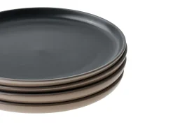 Best Beliani Set di 16 stoviglie NUTMEG Gres porcellanato Nero/Beige Beige Nero