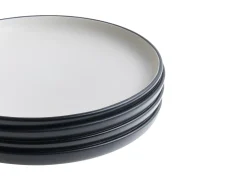 Discount Beliani Set di 16 stoviglie NUTMEG Gres porcellanato Nero Bianco Nero