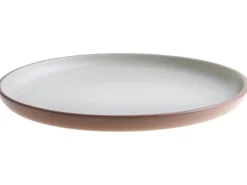 New Beliani Set di 16 stoviglie NUTMEG Gres porcellanato Marrone Bianco Marrone
