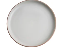 New Beliani Set di 16 stoviglie NUTMEG Gres porcellanato Marrone Bianco Marrone