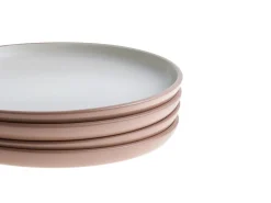 New Beliani Set di 16 stoviglie NUTMEG Gres porcellanato Marrone Bianco Marrone